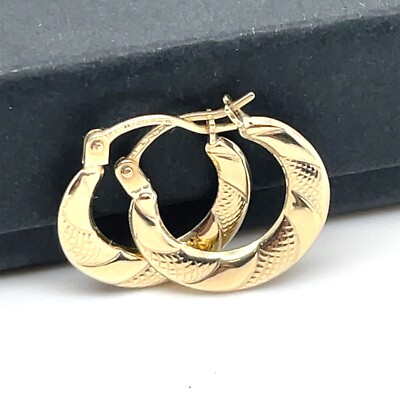 Creolen-Creolen 9 kt Gelbgold 8 mm Diamantschliff Damen Frauen neu