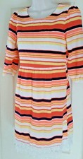 Sequin Hearts Dress Juniors Girl's Size 14 White Orange Stripe
