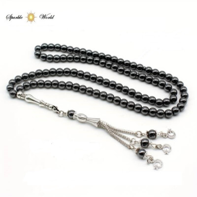 Natürlicher Hämatit Stein Islamisches Gebet 99 Perlen 6 mm Tasbih, Misbaha, Tasbeeh