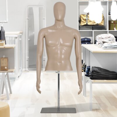 Male Mannequin Realistic Torso Half Body Head Turn Dress Form
