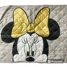 Vintage Disney Minnie Mouse Quilted Pillow Case Standard Size 20" X 26" Gray