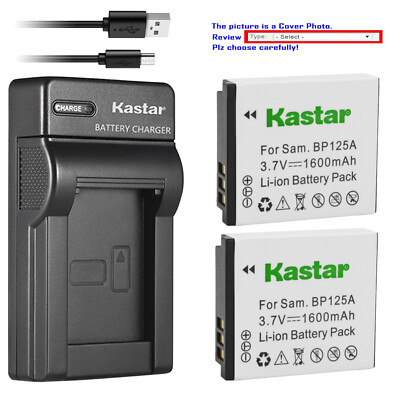 Kastar Battery Slim USB Charger for Samsung IA-BP125A & HMX-Q10 HMX-Q11 Camera