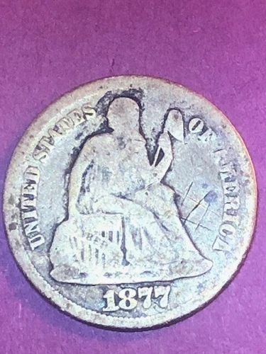 1877 LIBERTY SEATED DIME VERY GOOD OBV SCRATCHES