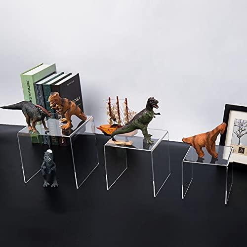 HIIMIEI Clear Acrylic Display Risers 2 Sets, 3-Tier Risers Stands ...