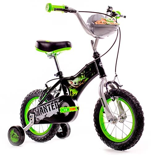 Huffy, Star Wars Grogu 12 Inch Bici per bambini Ragazzi, Nero e verde, (T8t)