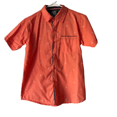 Street Rules Clothing Co. Flamingo Button-Down Shirt Boy's Size 14/16 Peach New
