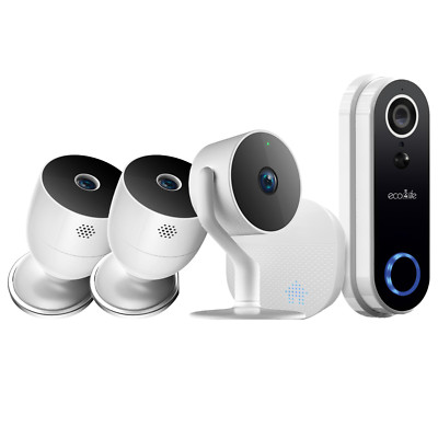 Eco4life Indoor & Outdoor Security IP Camera Bundle W/ Video Doorbell Camera