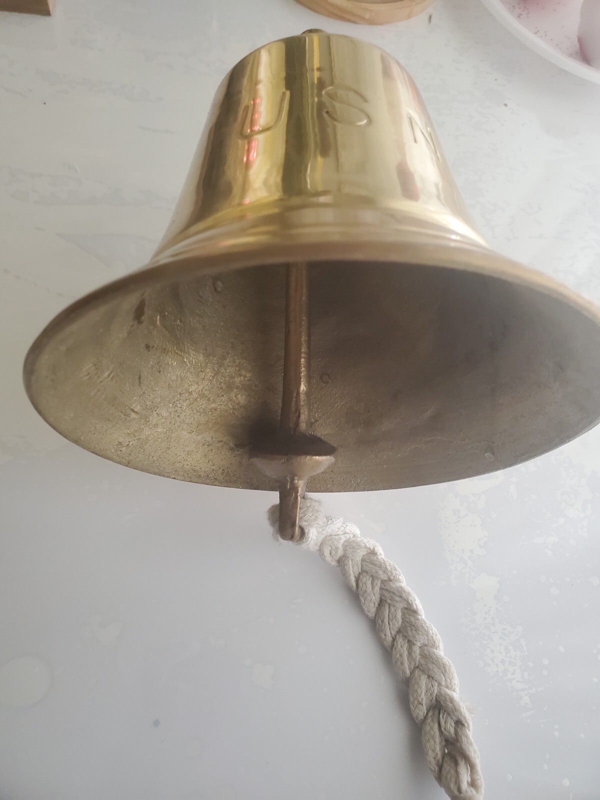 Vintage USN United States Navy Brass Nautical Ship Boat Bell WWII CLEAN