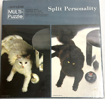 Vtg Springbok #17136 Grand Master 700+ Pc 2in1 Puzzle Split Personality CATS New