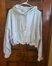 No Boundaries Women's Juniors Gray Pullover Hooded Knit Hoodie Solid M 8-10 