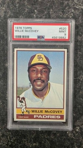 1976 TOPPS WILLIE MCCOVEY VINTAGE BASEBALL CARD HALL OF FAMER #520 PSA 9 MINT