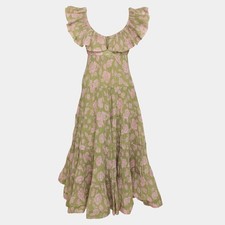 Zimmerman Multicolor Floral Printed Satin The Lovestruck Pleated Gown