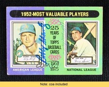 JSA Certified 1975 Topps Most Valuable Players Bobby Shantz Hank Sauer COA 0q3