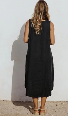 Royal Toscana Linen Dress in Black | MagicLinen M