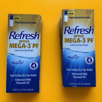 (2)~ REFRESH Mega-3 PF Eye Drops 0.33 fl oz EXP 02/2027