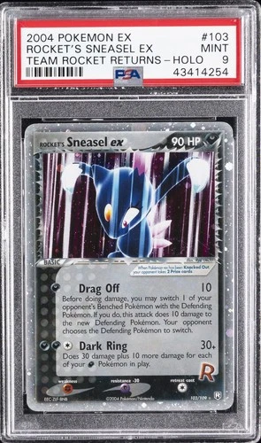 2004 POKEMON EX TEAM ROCKET RETURNS #103 ROCKET'S SNEASEL EX-HOLO PSA 9