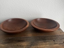 Woodcroftery Wood Salad Dessert Bowls Set of 2 Made in USA Primitive MCM Vintage