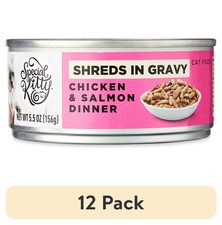Chicken Salmon Gravy Shreds Wet Cat Food 5.5 Ounce Can 12 Pack Complete Meal 2.59 per gallon