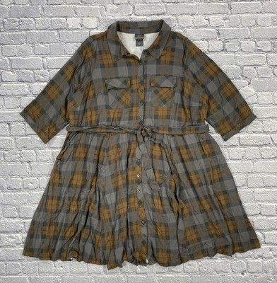 Torrid Outlander Collection Shirt Dress Size 4 Tartan Plaid Challis Button Up
