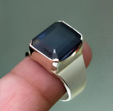 Big Blue Sapphire Ring For Men, Natural Sapphire Stone Ring, 925 Silver Neelam