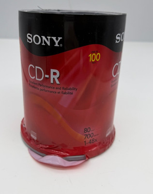 Sony CD-R 700MB 80min 1-48x Blank Storage Media Discs CDs - 100 Pack - Sealed