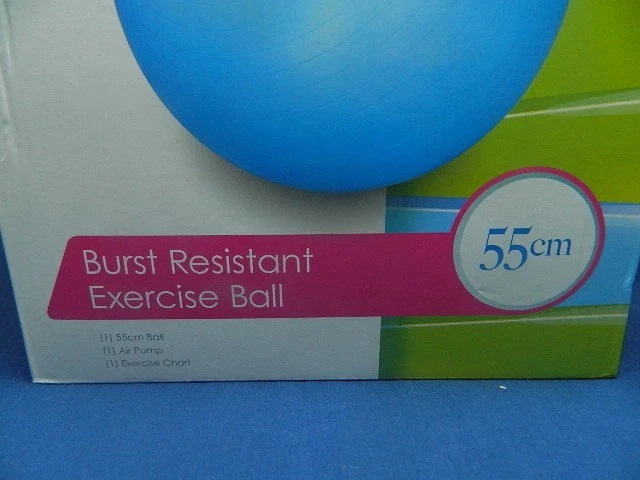 Cap Fitness Exercise Ball Burst Resistant Blue 55 Cm With Air Pump New Open Box - Image 2 of 4
