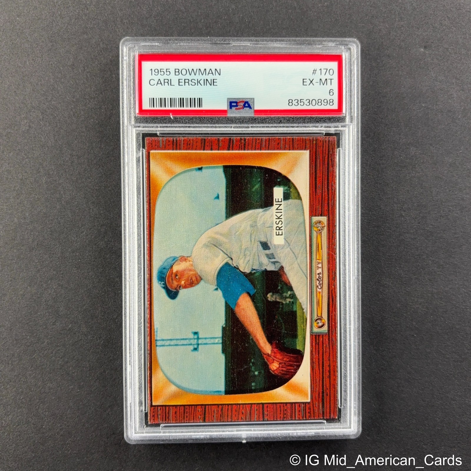1955 Bowman Carl Erskine #170 Brooklyn Dodgers PSA 6