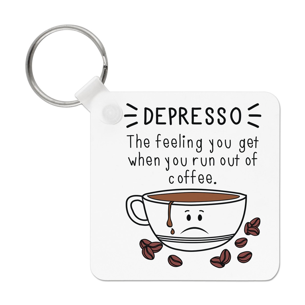 Depresso Keyring Key Chain - Funny Joke Coffee Espresso Depressing
