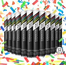 Electric Confetti Cannon Cartridges, 12 PIECES — 16" Multicolor Poppers for W...