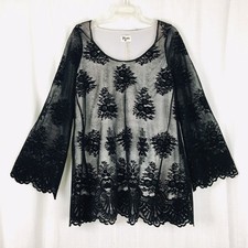 Show Me Your MuMu Lace Tunic Top Whimsigoth Flare Velour Layered Medium NEW NEW*