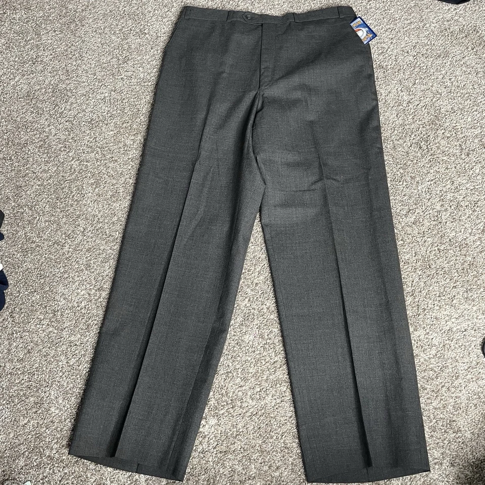 De Colección Ralph Lauren Pantalones Para Hombres 36x32 Gris Carbón Lana Frente Plano Vestido Preppy Usado en Excelente Condición Foto 2 de 4