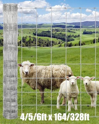Farm Fence Heavy Duty Galvanized Cattle Animals Fence 4/5/6ft x 164/328ft