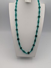 VINTAGE Teal Green 25 Inch Glass Beaded Necklace