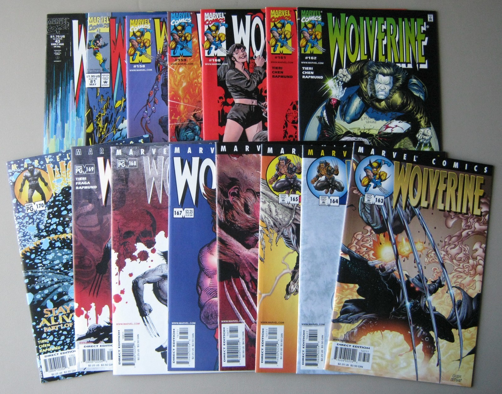 Wolverine Comic Lot 15 Comics 1st Series #43, #81, #158 to #170, Most NM/NM-