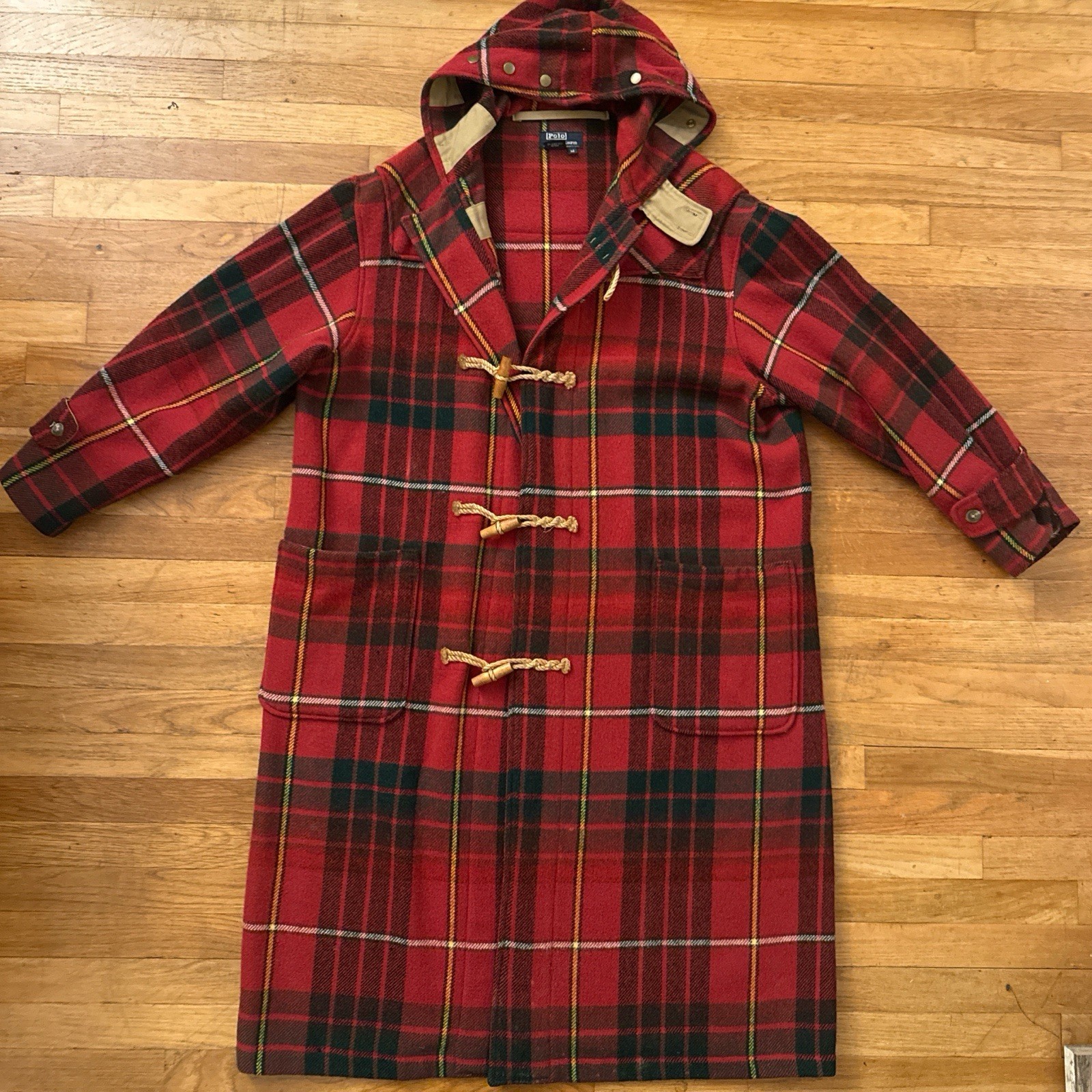 Rare Vintage 1990 Polo Ralph Lauren Plaid Tartan Wool Duffle Coat