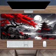 Traditional Japanese Landscape Mouse Pad Durable Rubber Base Non-Slip Printed
