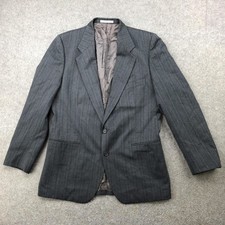 Vintage Yves Saint Laurent Mens 40R Gray Wool Made France Pinstripe Blazer 80s