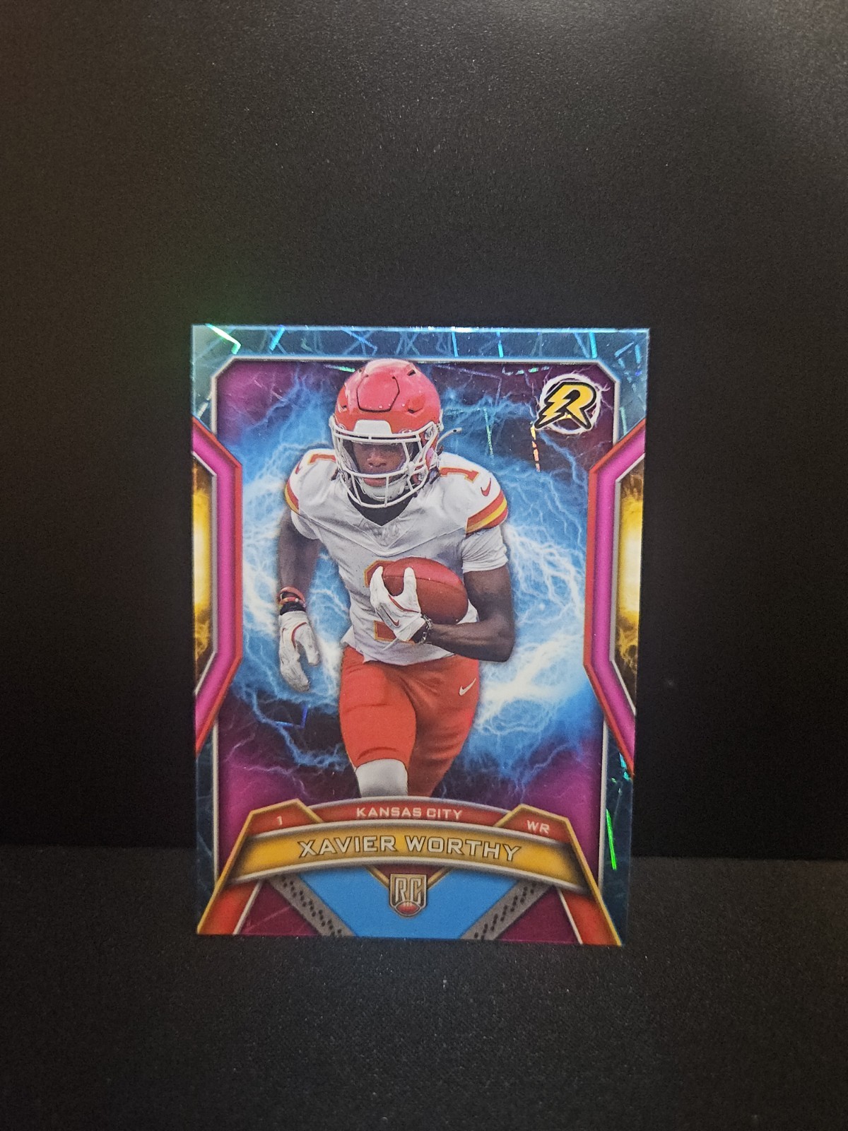 2024 Topps Resurgence Rookies Xavier Worthy #143 Blue Orange Spark Refractor RC