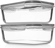 4-Piece Glass Storage Containers 8 Cups 63oz Locking Lids BPA Free Microwave Saf