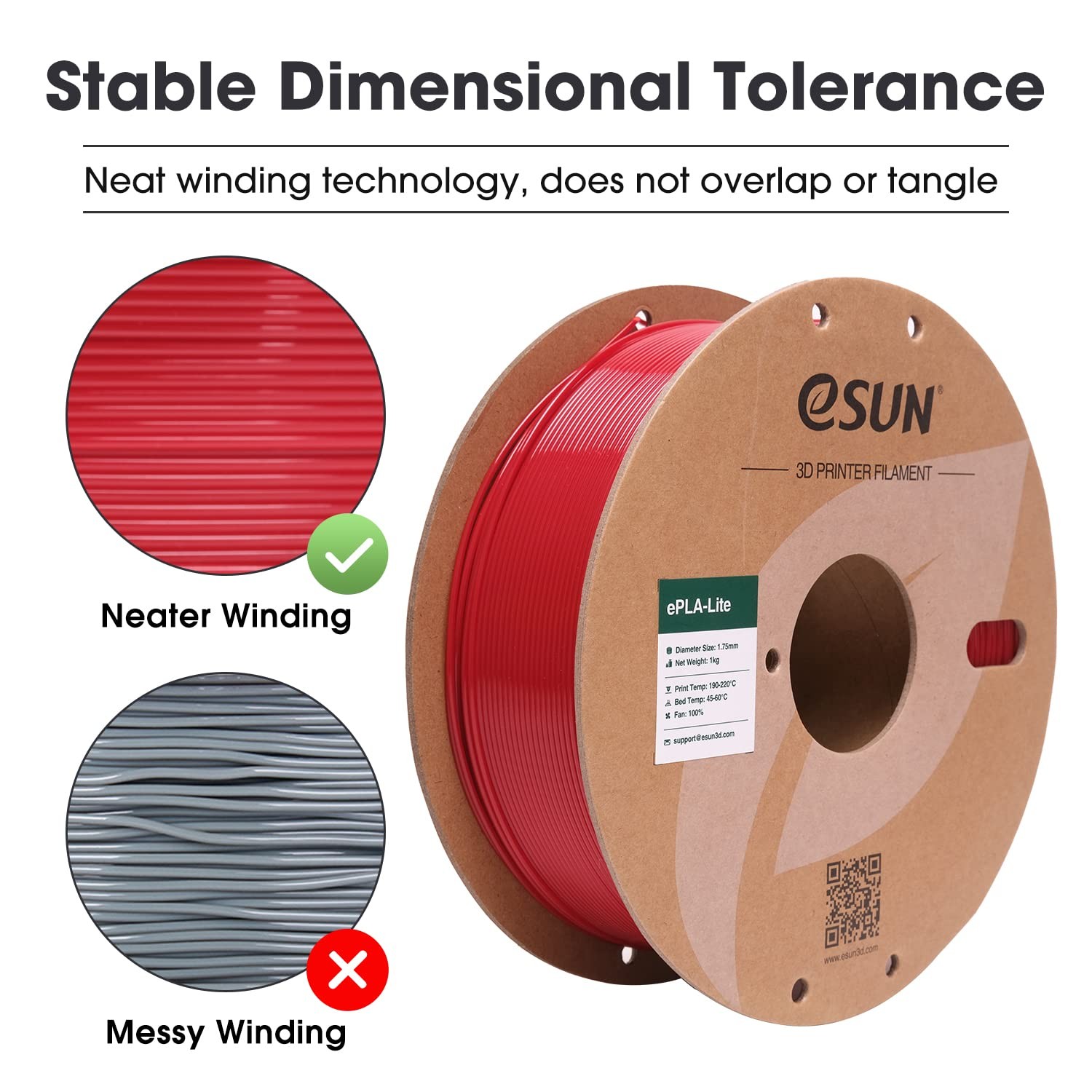 eSUN PLA Filament 1,75 mm, 3D Drucker Lite - 1 kg, G-Fire Engine rot  - Bild 5