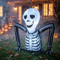 Outsunny Aufblasbares Halloween-Skelett 142 Cm Luftfigur Deko Mit Led-Lichtern
