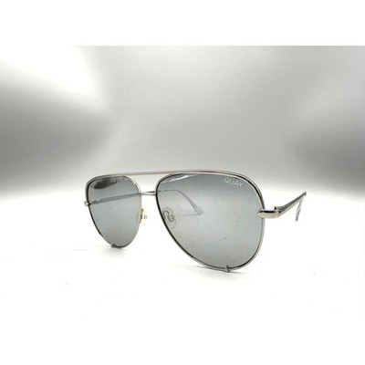 Quay x Desi Perkins High Key Silver Mirrored Aviator Sunglasses 111 Oversized