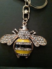 Black and Yellow Striped Bumble Bee Keychain Bag Charm