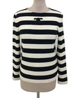 Celine Women's T-shirt Size M Black & Cream Stripe Jersey Triomphe Mariniere New