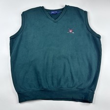 Polo Ralph Lauren Golf Vest Size Large Green Embroidered Logo Crest VTG