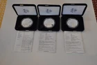 Three  2003, 2004 & 2005-W Proof American Silver Eagles $1 with OGP & COA