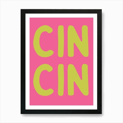 Cin Cin Retro Barwagen Küche Vintage gerahmtes Wandbild Poster Leinwanddruck Bild