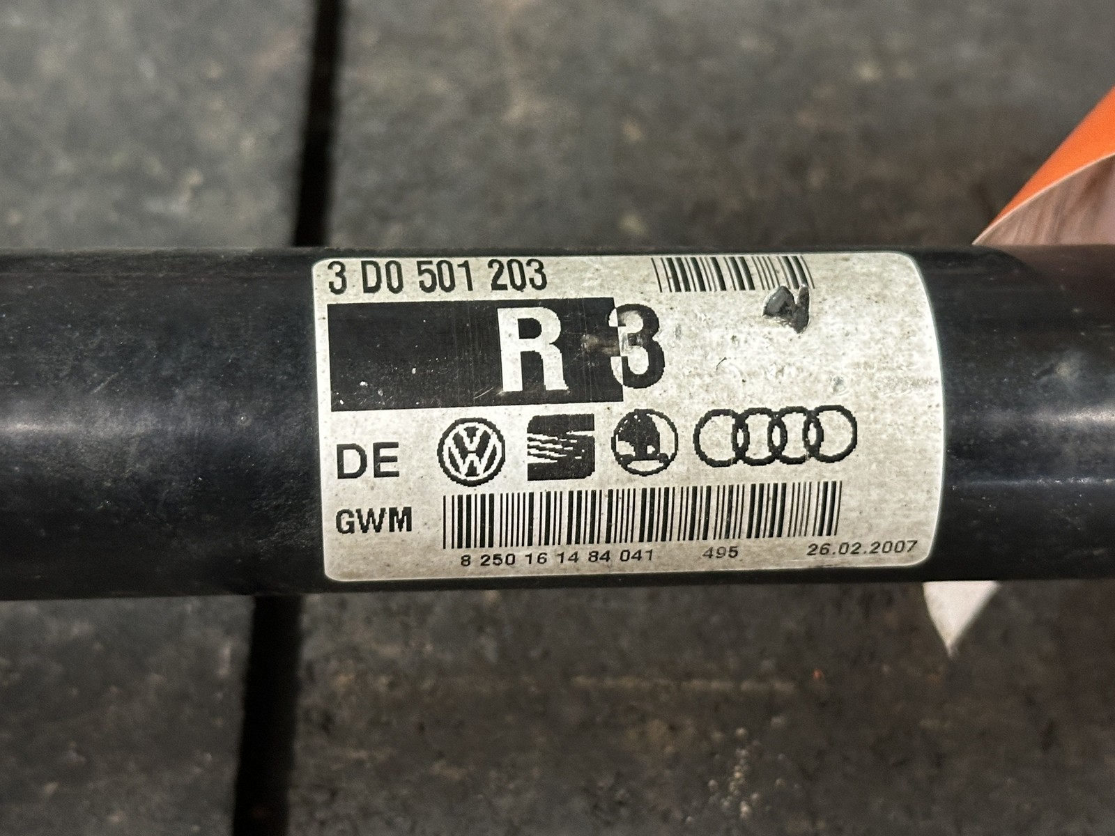 03-12 BENTLEY CONTINENTAL GT 6.0 AWD REAR PASSENGER SIDE CV AXLE SHAFT 3D0501203
