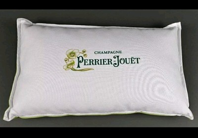 Perrier-Jouet Kissen Champagner weiß, grün und Logo ca. 45x25cm Belle Epoche