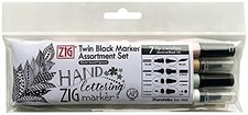 ZIG Twin Marker Set BLK 4P, Black Ink
